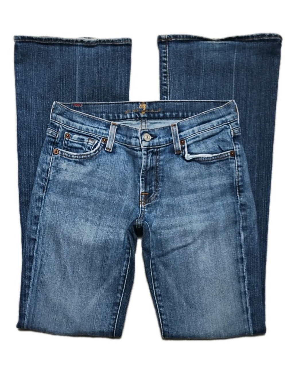 Vintage Y2K 7 For All Mankind Low Rise Boot Cut Flare Jeans Women's 28 Retro